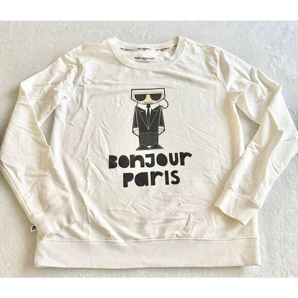 KARL LAGERFELD PARIS Bonjour Graphic Sweatshirt - size XS - Picture 3 of 10